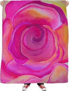 Pink Rose Fleece Blanket