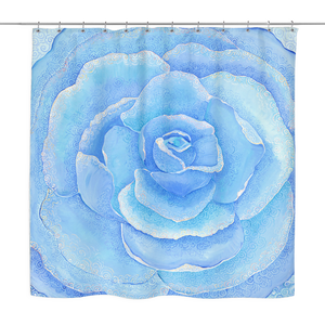 Blue Roselitt Shower Curtain