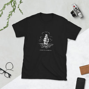 Ship on the high seas with Bolinas Coordinates T-Shirt