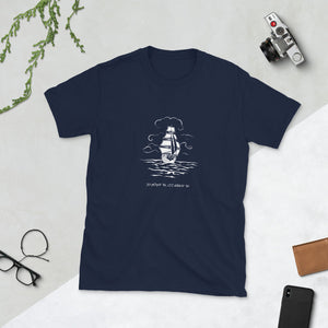 Ship on the high seas with Bolinas Coordinates T-Shirt