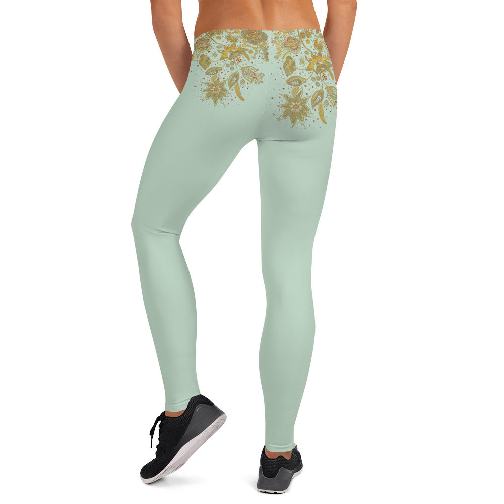 Mint Green Henna Waist Leggings